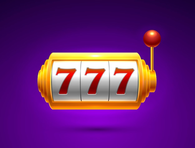 Slots 777 casino jackpot, moderno dorado claro. Ilustración vectorial