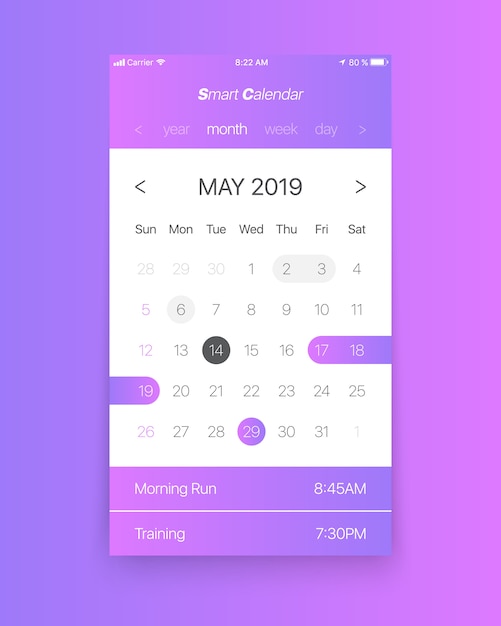 Smart Calendar App UI Concept Vector