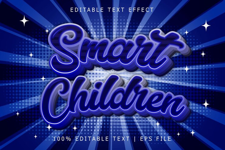 Vector smart children editable text effect 3 dimension relieve estilo moderno