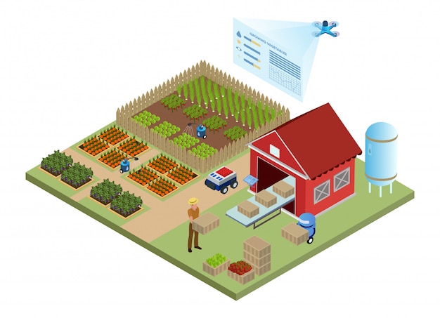 Vector smart farm management sistemas de información robótica