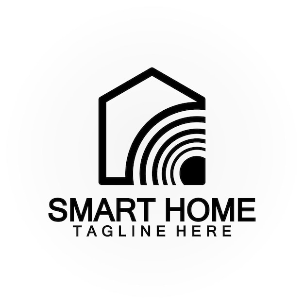 Smart Home Tech señal wifi inalámbrico Logo Vector plantilla de diseño