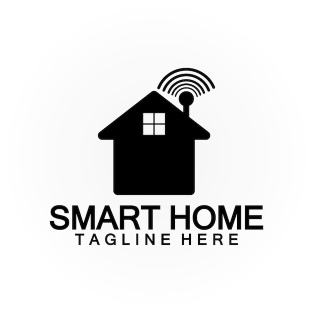 Smart Home Tech señal wifi inalámbrico Logo Vector plantilla de diseño