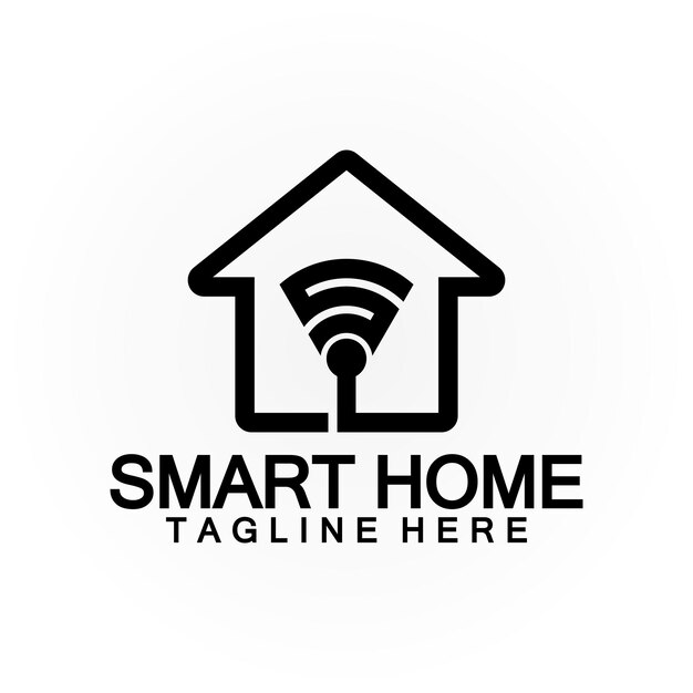 Smart Home Tech señal wifi inalámbrico Logo Vector plantilla de diseño