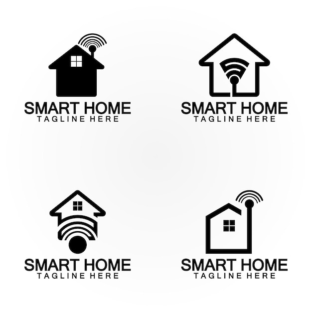 Smart Home Tech señal wifi inalámbrico Logo Vector plantilla de diseño