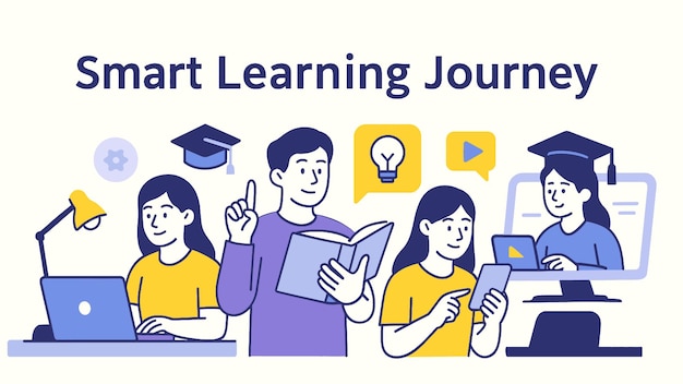 Smart Learning Journey presenta a diversas personas involucradas en varias actividades educativas