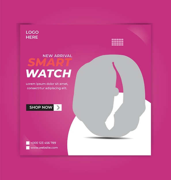 Smart Watch diseño de publicaciones en redes sociales y plantilla de banner web