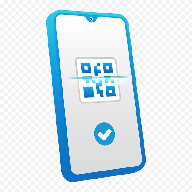 Smartphone aislado con código QR en la pantalla