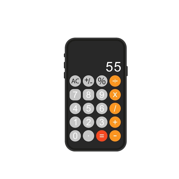 Smartphone con aplicación de calculadora Ilustración vectorial en diseño plano
