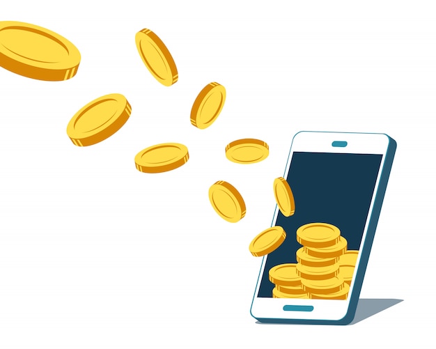 Smartphone atrayendo monedas de dinero