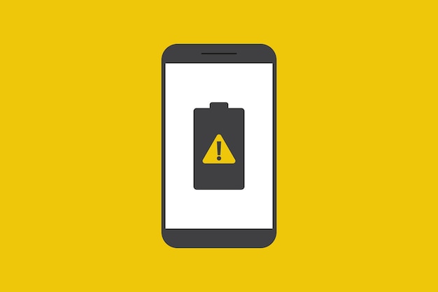 Smartphone batería notificación vector icono signo símbolo smartphone y batería dañada