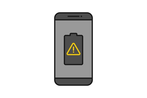 Smartphone batería notificación vector icono signo símbolo smartphone y batería dañada