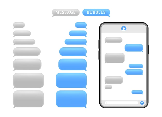 Smartphone con burbujas de mensaje. burbujas de discurso para charlar.