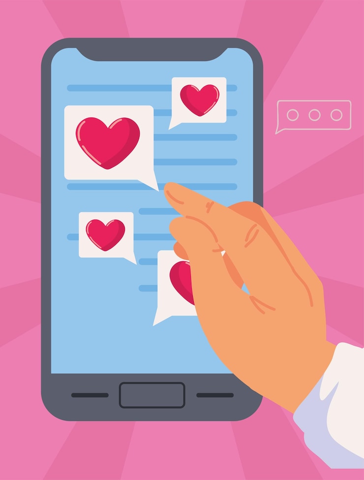 Vector smartphone con chat en pantalla