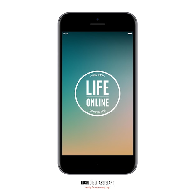 smartphone de color matte negro con una maqueta de pantalla de color del teléfono móvil