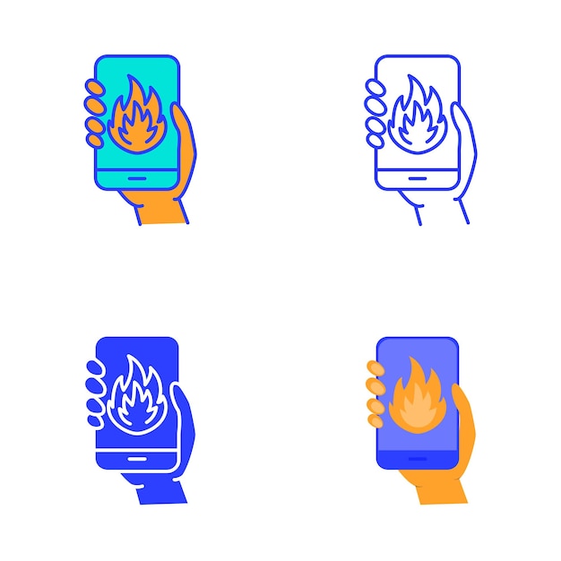 Smartphone con conjunto de iconos de fuego