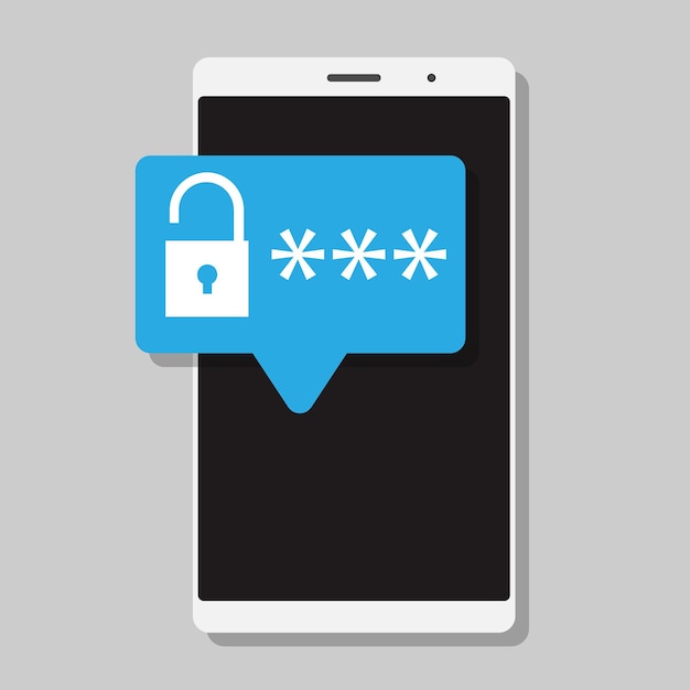 Vector smartphone está desbloqueado, contraseña