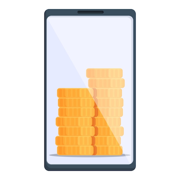 Smartphone dinero en línea icono dibujos animados vector Blog embudo beneficio plomo