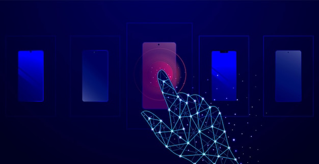 Smartphone elegir estilo polígono polígono mano elegir entre dos clasificaciones de teléfonos inteligentes