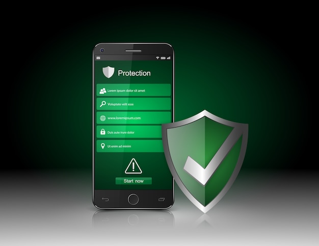 Smartphone con escudo de seguridad