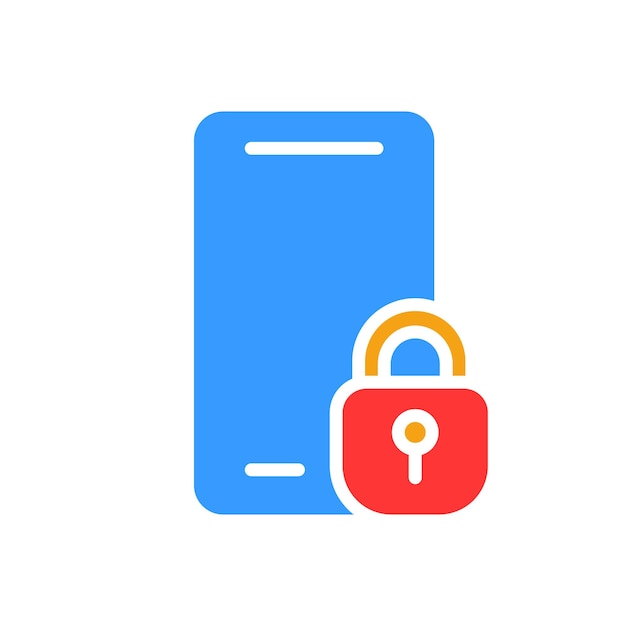 Smartphone con icono de línea de bloqueo contraseña de seguridad gadget sensor de tecnología de internet icono de color vectorial en un fondo blanco para negocios