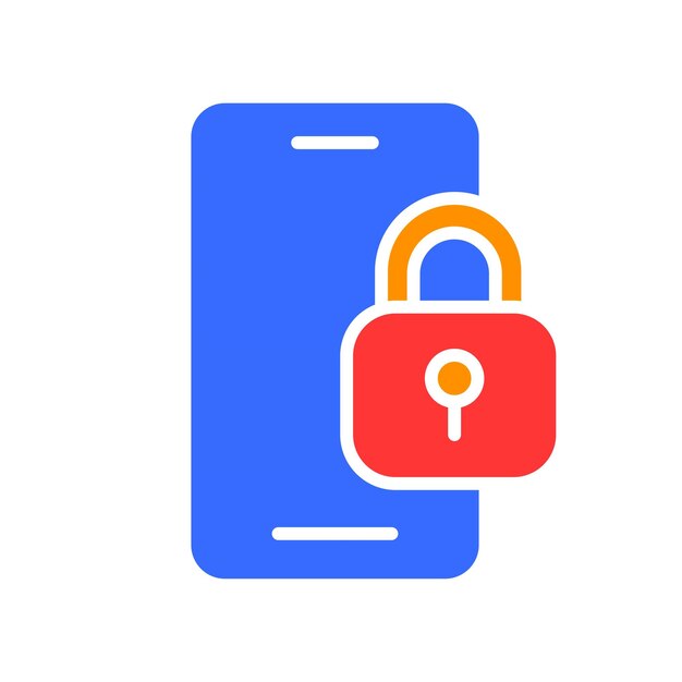 Smartphone con icono de línea de bloqueo Gadget aplicaciones de redes sociales Tecnología de Internet Icono de color vectorial sobre un fondo blanco para negocios y publicidad