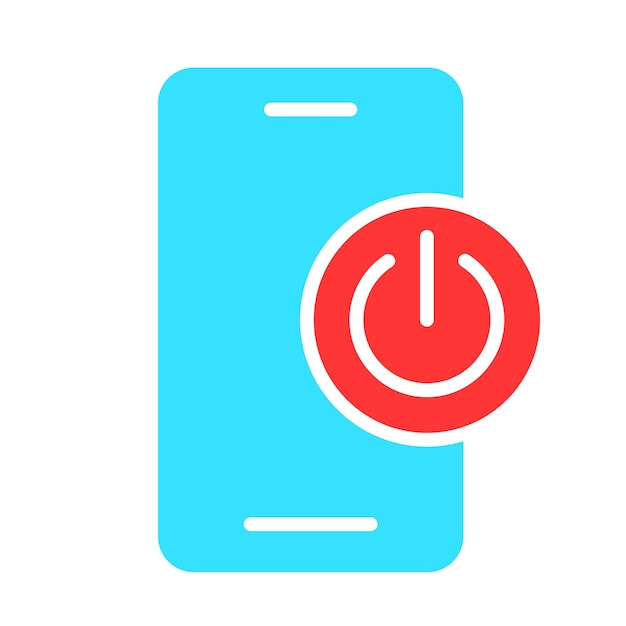 Smartphone con icono de línea de botón de encendido Gadget multimedia pantalla táctil aplicaciones de comunicación de llamadas Internet Vector icono de color sobre fondo blanco para negocios y publicidad
