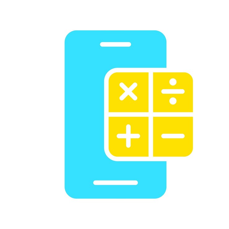 Vector smartphone con icono de línea de calculadora aplicaciones de teléfono gadget comunicación de tecnología de internet icono de color vectorial sobre un fondo blanco para negocios y publicidad