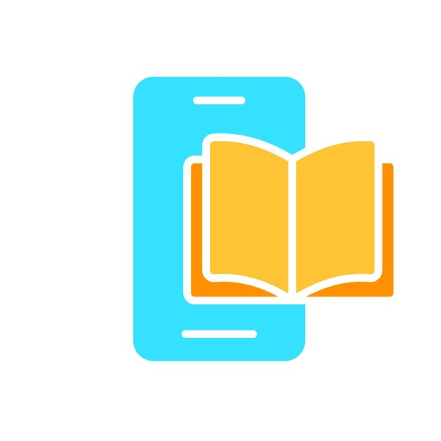 Smartphone con icono de línea de libro abierto Gadget aplicaciones de redes sociales Tecnología de Internet Icono de color vectorial sobre un fondo blanco para negocios y publicidad