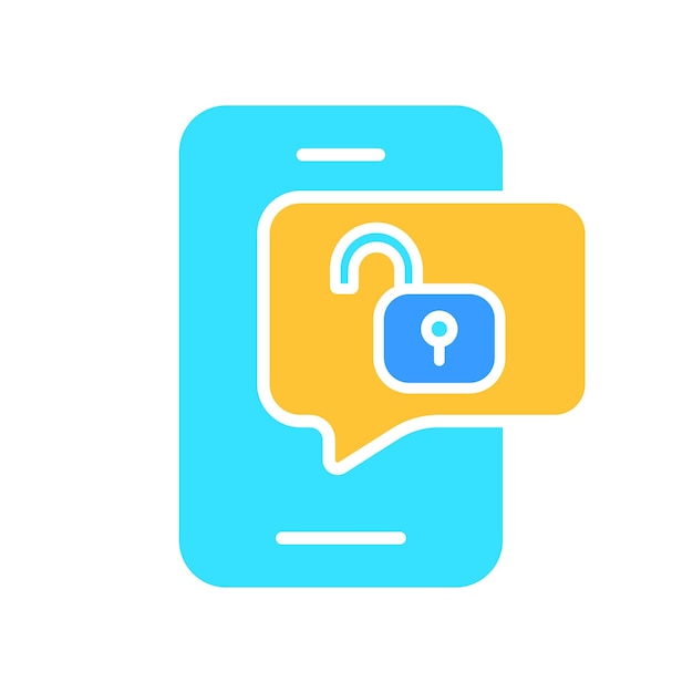 Smartphone con icono de línea de mensaje desbloqueado Gadget aplicaciones de redes sociales Tecnología de Internet Icono de color vectorial sobre un fondo blanco para negocios y publicidad