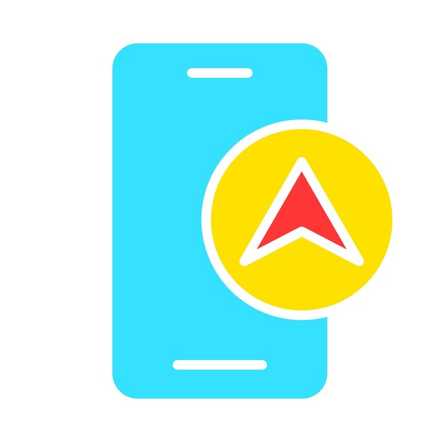 Smartphone con icono de línea de puntero gps Aplicaciones de teléfono gadget Comunicación de tecnología de Internet Icono de color vectorial sobre un fondo blanco para negocios y publicidad