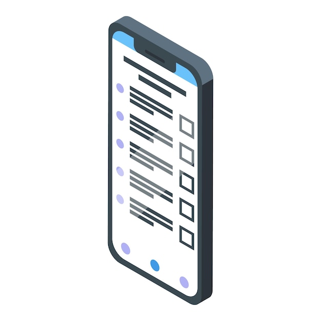 Smartphone isométrico con elementos de interfaz