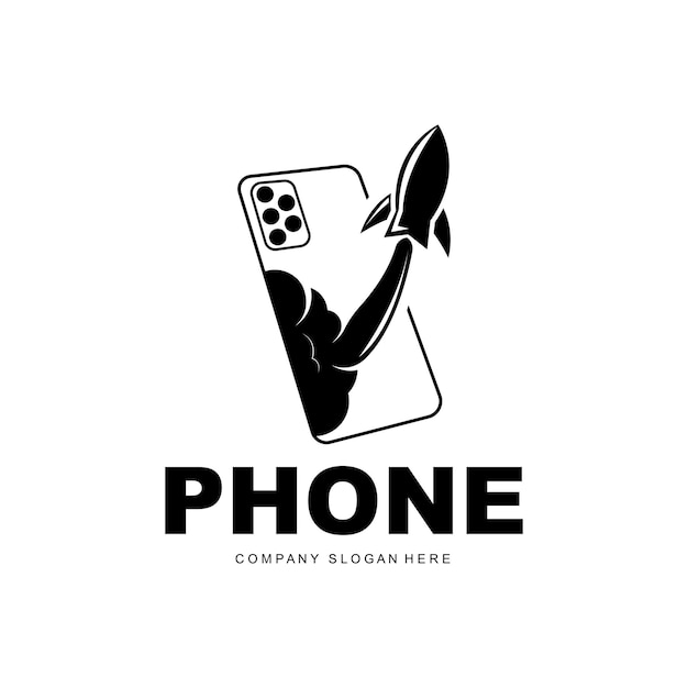 Vector smartphone logo comunicación electrónica vector diseño de teléfono moderno para símbolo de marca de empresa