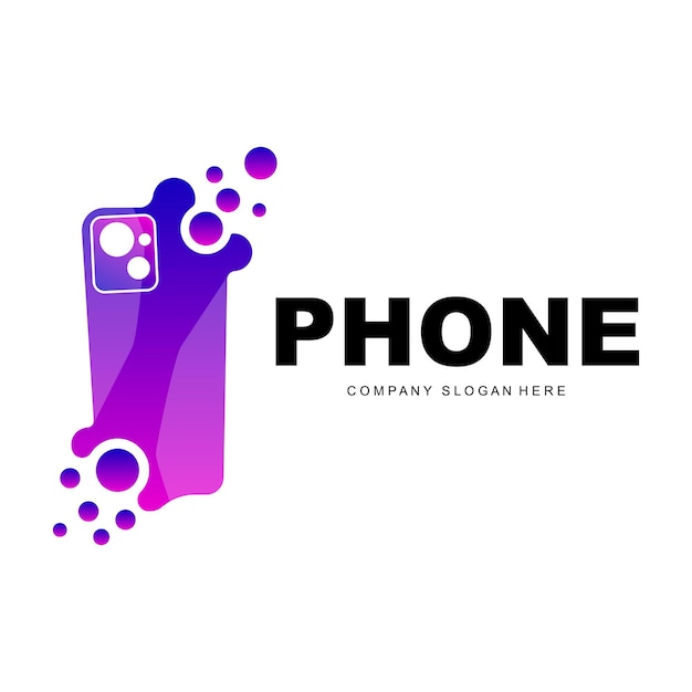 Smartphone logo comunicación electrónica vector diseño de teléfono moderno para símbolo de marca de empresa
