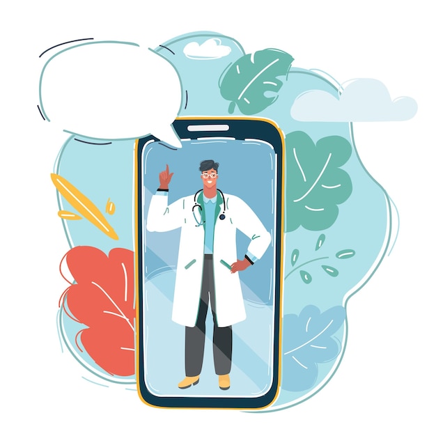Smartphone con médico masculino en el teléfono inteligente