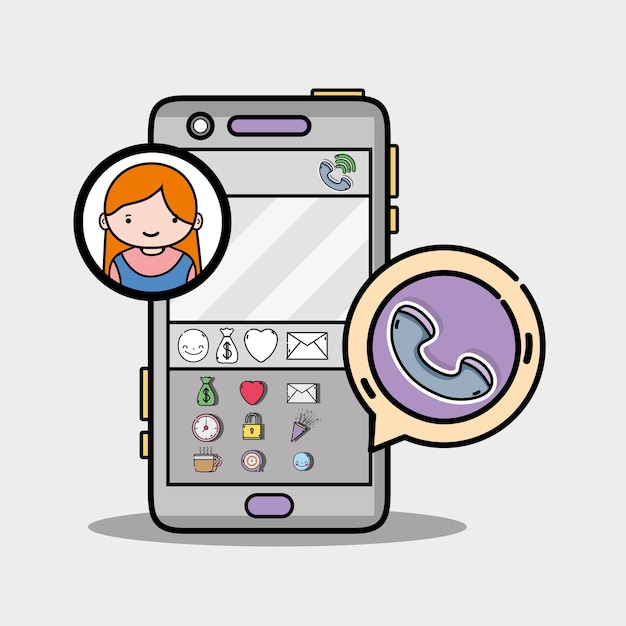 Smartphone con mensaje de burbuja de chat de niña