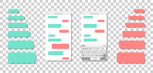 Smartphone con mensajes sobre un fondo transparente. Mensaje vacío de burbujas.