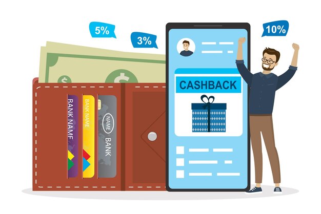 Smartphone moderno con aplicación bancaria Concepto de servicio de reembolso aislado en vector de fondo blanco