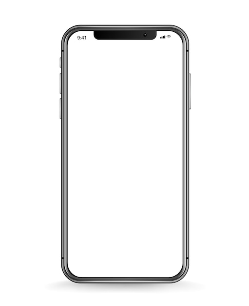 Smartphone moderno con pantalla en blanco en blanco. Ilustración vectorial realista