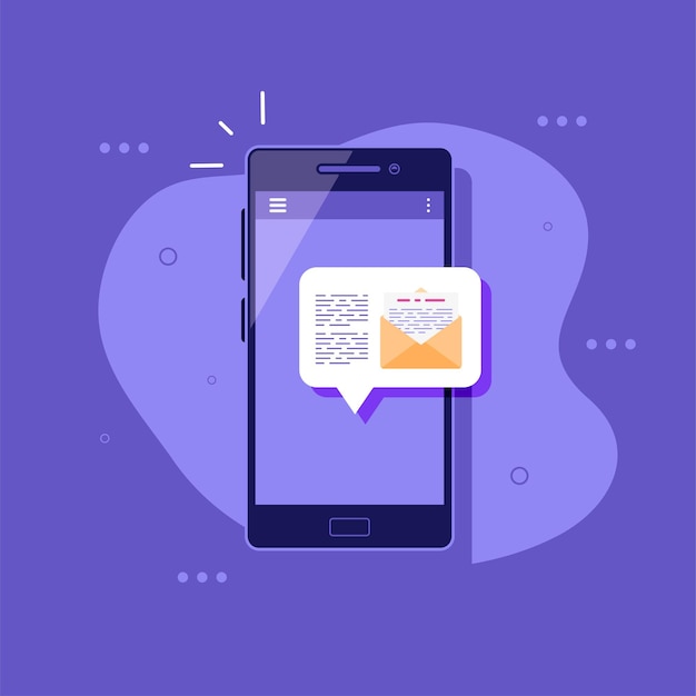 Smartphone con notificación de mensajes Concepto de redes sociales
