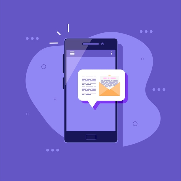 Vector smartphone con notificación de mensajes concepto de redes sociales