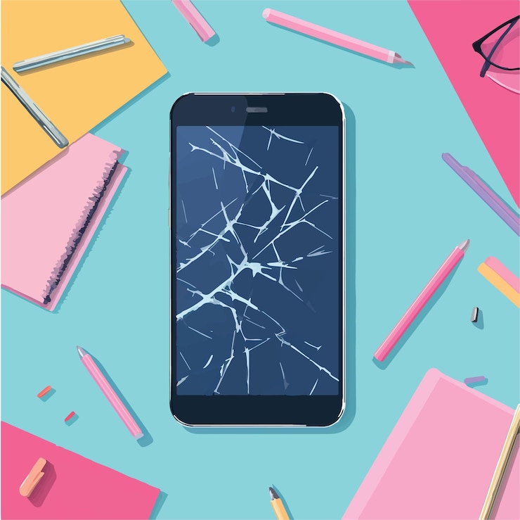 Vector smartphone con una pantalla agrietada ilustración vectorial