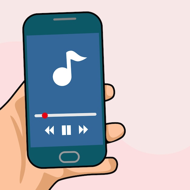 Vector smartphone con pantalla de reproductor de música