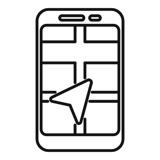 Smartphone que muestra la aplicación de navegación gps con cursor
