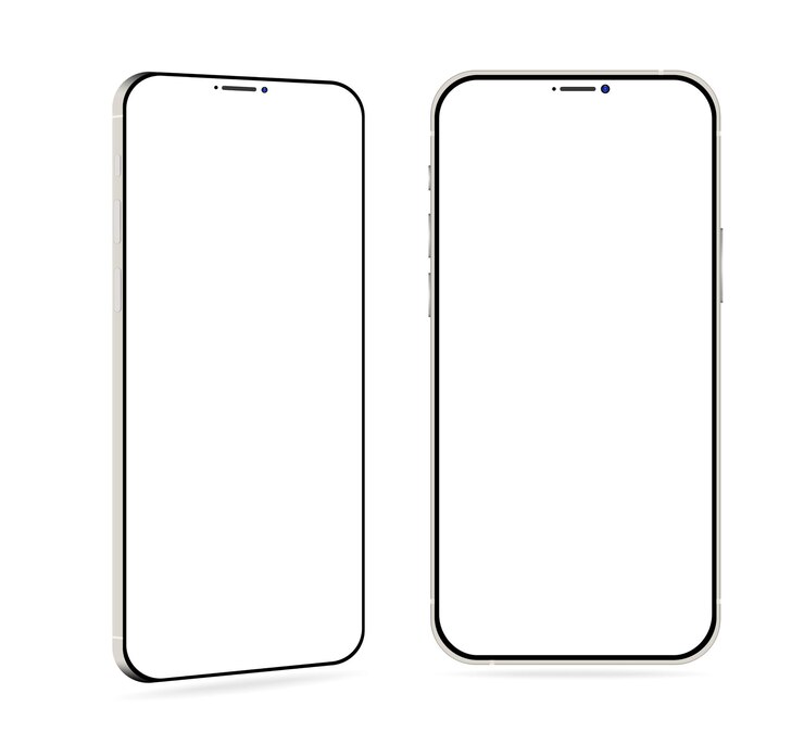 Smartphone realista con pantalla en blanco aislada