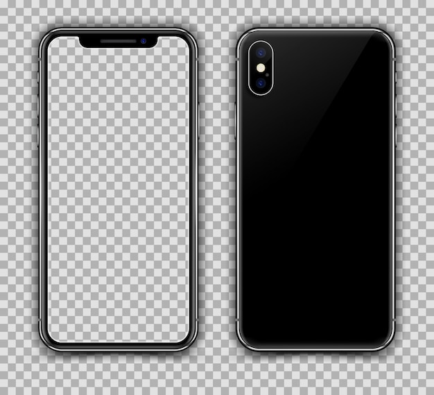 Smartphone realista. Vista frontal y trasera.