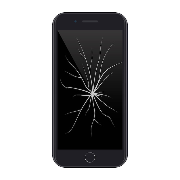 Vector smartphone roto con pantalla táctil rota.
