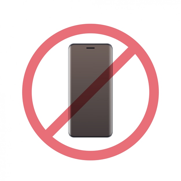 Smartphone en señal de prohibición concepto de desintoxicación digital no utilice teléfono móvil