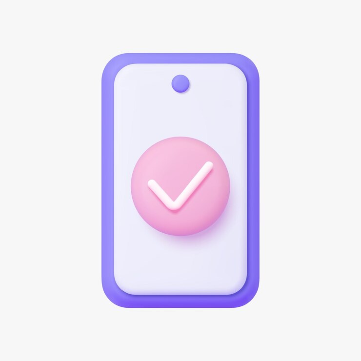 Vector smartphone con signo de aprobación icono de vector 3d símbolo de operación exitosa aislado en blanco
