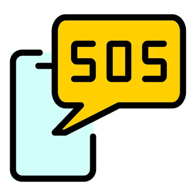 Smartphone sos icono contorno vector Llamada de emergencia Línea directa llamada color plano