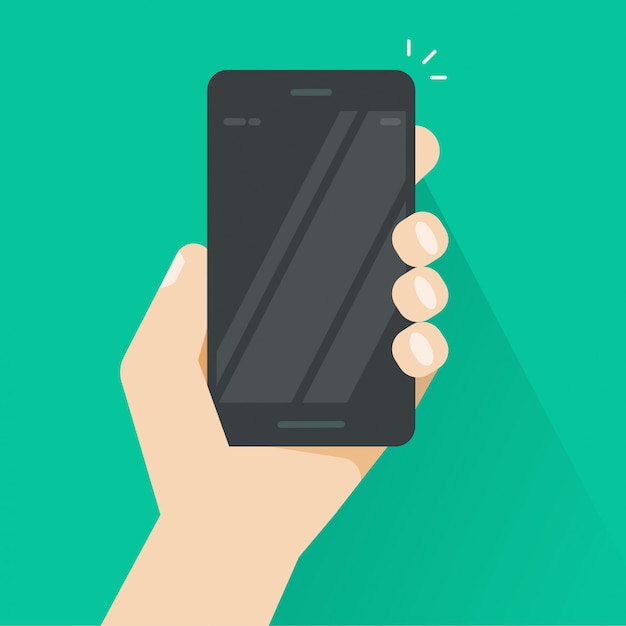 Smartphone en vector de mano, pantalla vacía de teléfono móvil negro